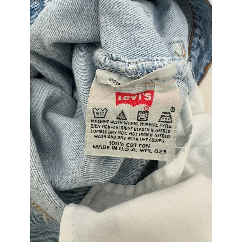 Levi's 501 Straight Leg Jeans Light Blue Cotton Button Fly Regular Fit Men
